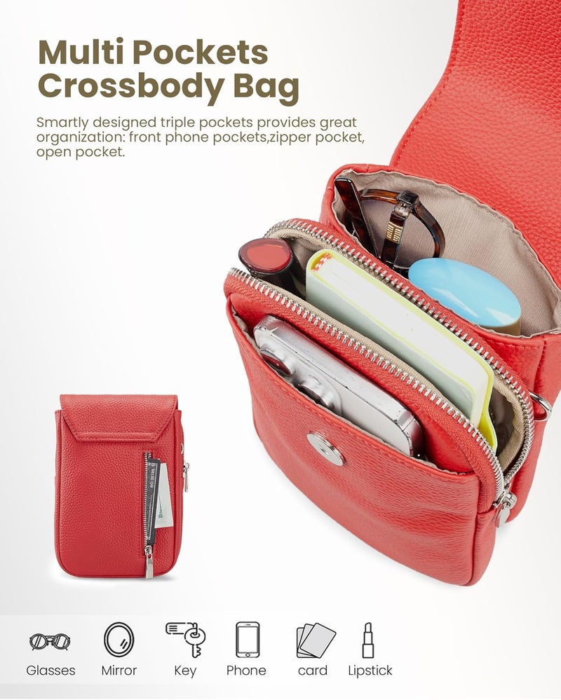 befen Genuine Leather Small Crossbody Bags for Women, Cell Phone Cross body Purse Bag with RFID Blocking Card Slots - Image 3